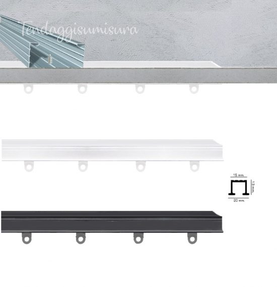 Binario Per Tende Da Incasso Ultra Sottile – Sistema A Soffitto In Alluminio, Scorrimento Silenzioso, Carico Fino A 25 Kg, Personalizzabile