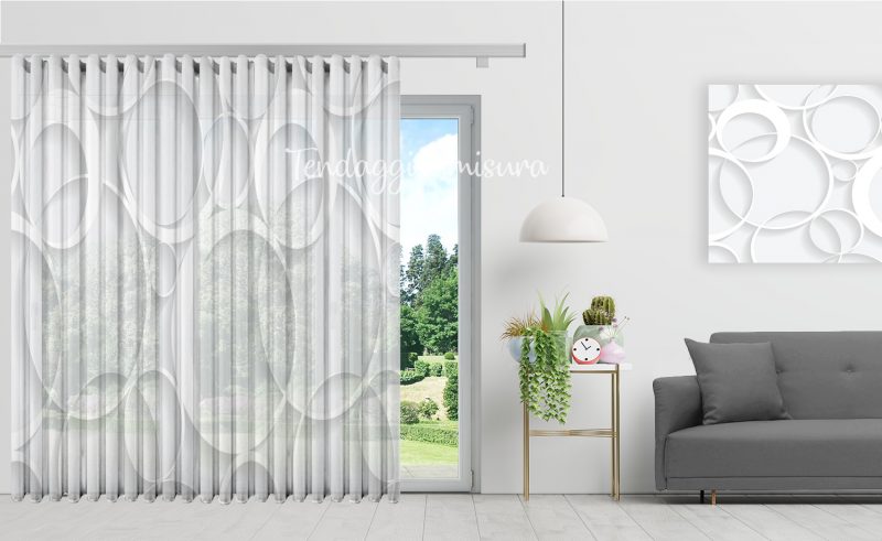 Set Tenda Da Doccia Con Fodera A Scatto, Grigio Righe, 180x218 Cm, Finestra In Rete Trasparente, Lavabile, Senza Ganci