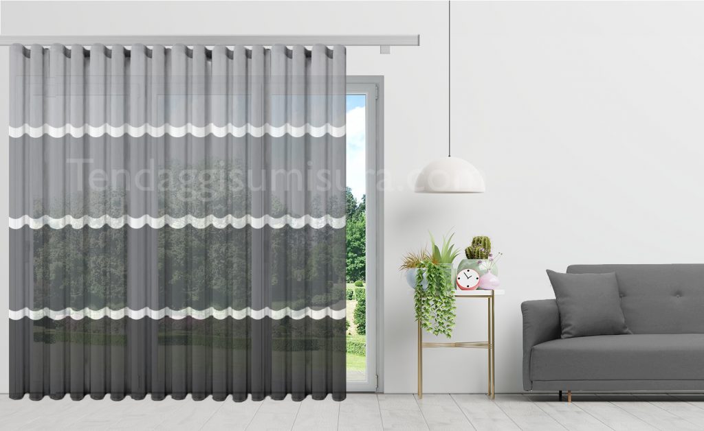 Set Di 2 Tende a Righe in Tinta Unita, 45 X 120 Cm, Con Orlo