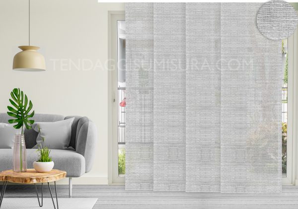 tenda a pannelli grigia su misura boho chic