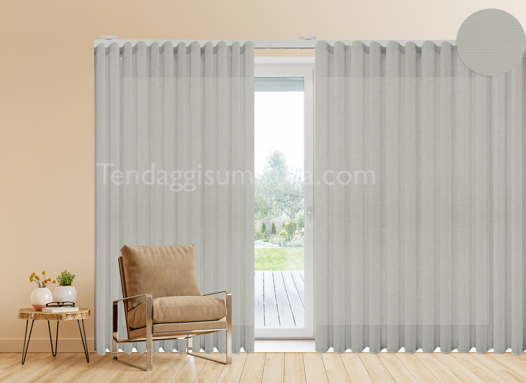 Tenda a onda wave COPRENTE grigio chiaro - scuro - su misura - tessuto  TREVIRA 285 gr