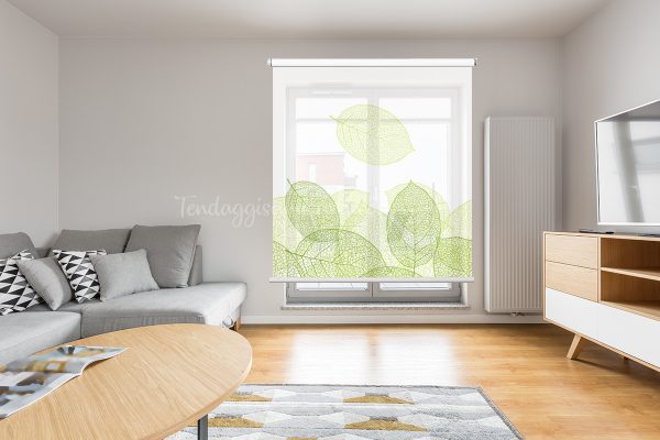 tenda a rullo foglie verdi