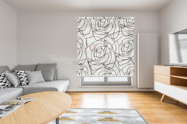 tenda a rullo rose stilizzate