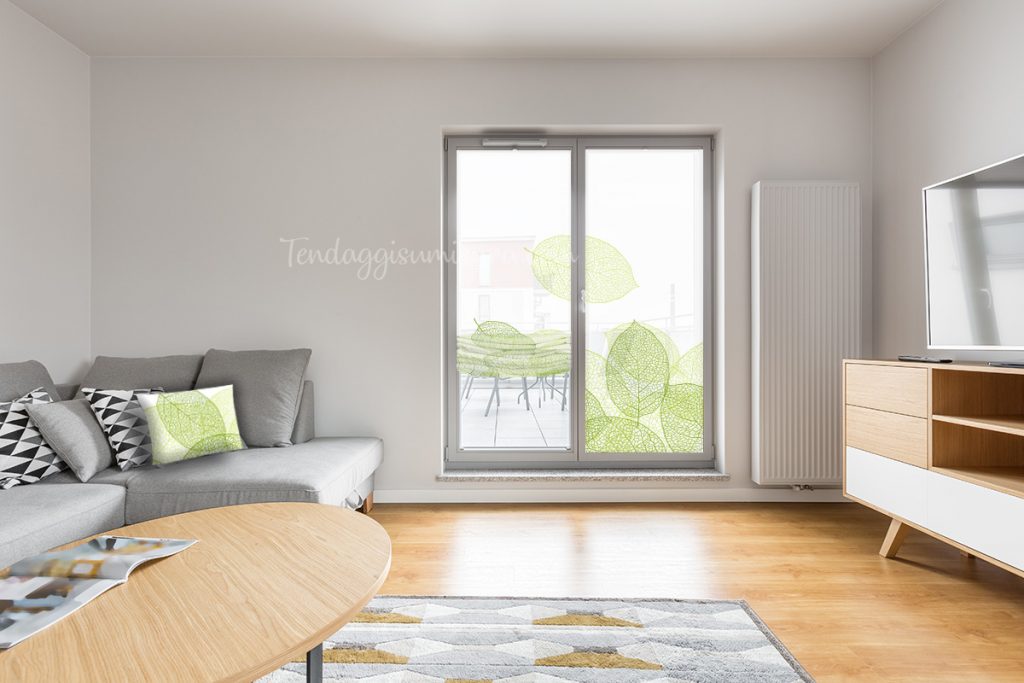JOOCAR Tenda Da Doccia Con Foglie E Agrumi: Arancione E Verde, 182x183 Cm, 100% Poliestere, Con 12 Ganci