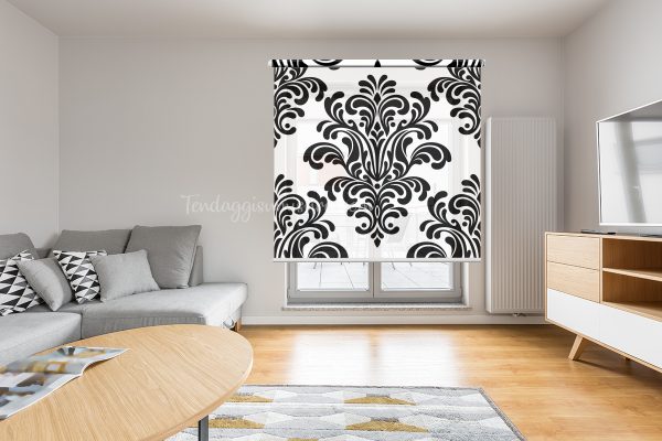 tenda a rullo stile contemporaneo damascato
