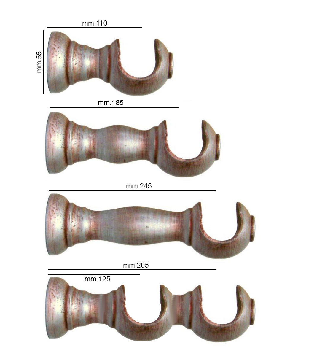 Supporto per bastone in legno diametro 35