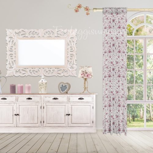 Tendoni laterali fantasia roselline colore rosa- collezione shabby chic