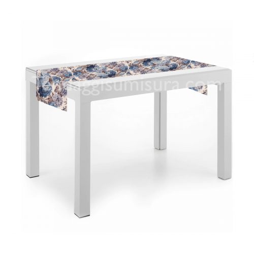 runner shabby a fiori azzurri blanc mariclo