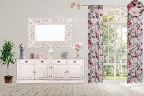 tende a fiori shabby stile provenzale rosa