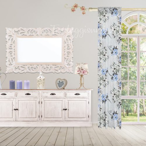 tende floreali shabby azzurre su misura