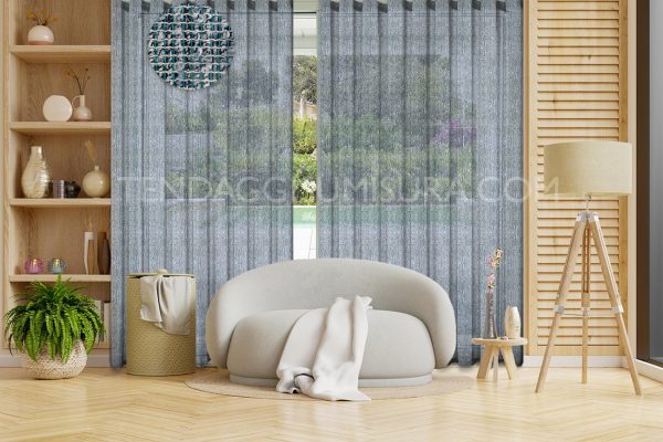 Tenda a onda wave verde - azzurro - ottanio su misura - Tessuto WOOL