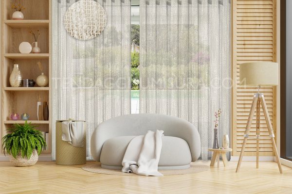 Tenda a onda panna - beige - antracite - su misura - Tessuto WOOL