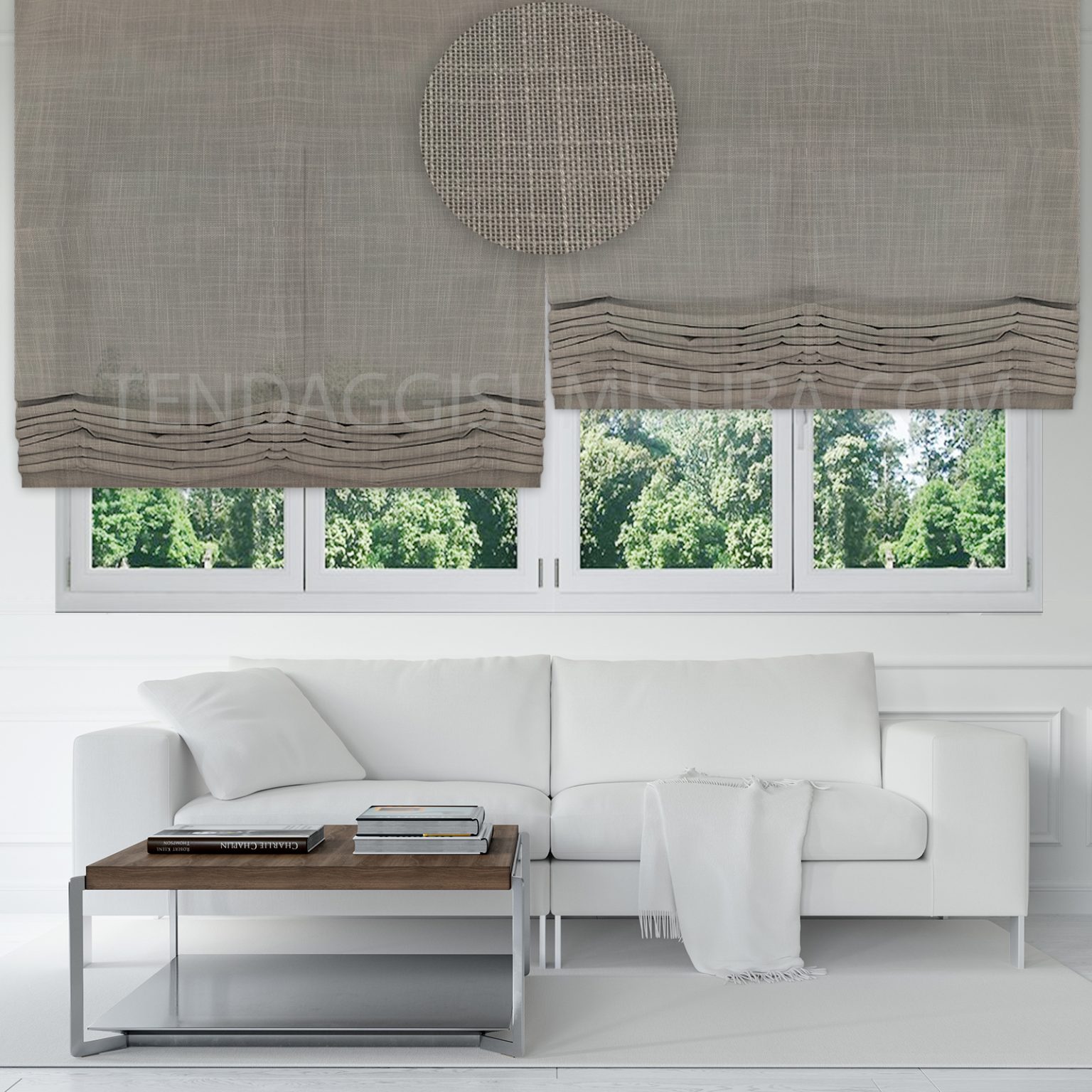 Schoal Tenda A Pacchetto Per Cucina In Lino Bianco - Con Coulisse, Semitrasparente, 100x140 Cm, 1 Pezzo, Lavabile - 2