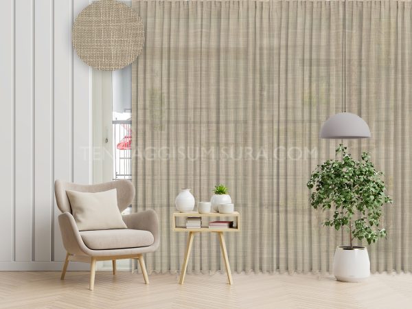 tenda arricciata effetto lino beige su misura