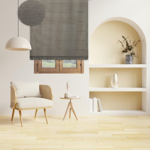 Tenda a pacchetto in lino tortora chiaro e scuro - su misura - Tessuto PURO LINO - immagine 5