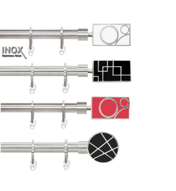 Bastone tenda acciaio satinato e lucido - doppio e singolo - ACCIAIO INOX MM.20