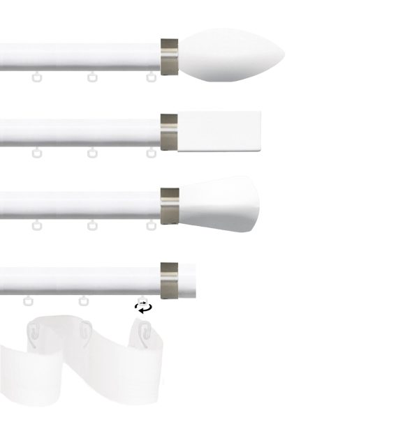 Bastoni per tende a onde wave in legno bianco mm.30