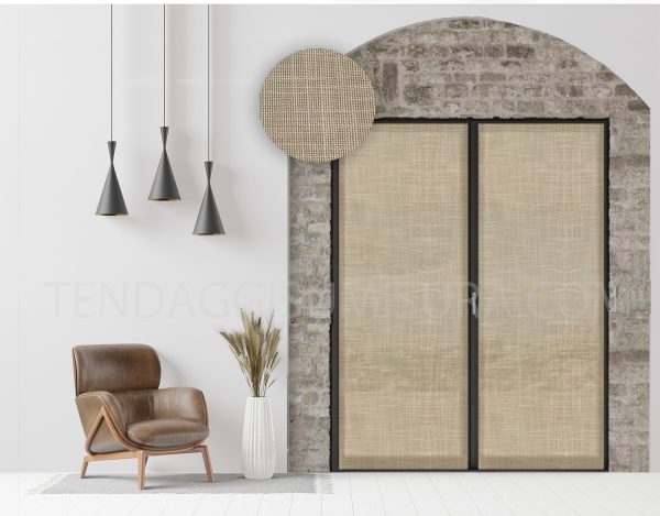 tende a vetro beige su misura effetto lino
