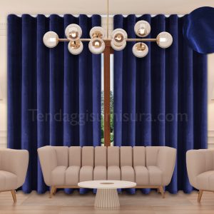tenda a onde wave velluto blu su misura