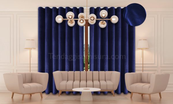 tenda a onde wave velluto blu su misura