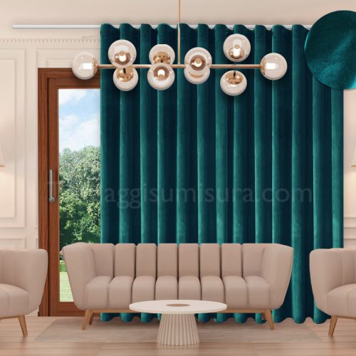 tenda a onde wave velluto verde smeraldo ottanio su misura